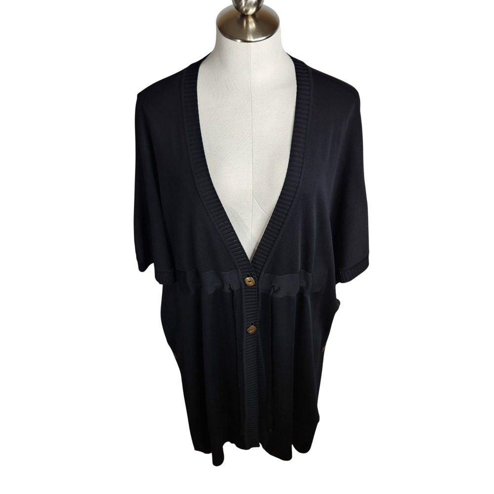 Exclusively Misook Woman Cinch Tie‎ Waist Cardigan Women's Plus Size 2X Black